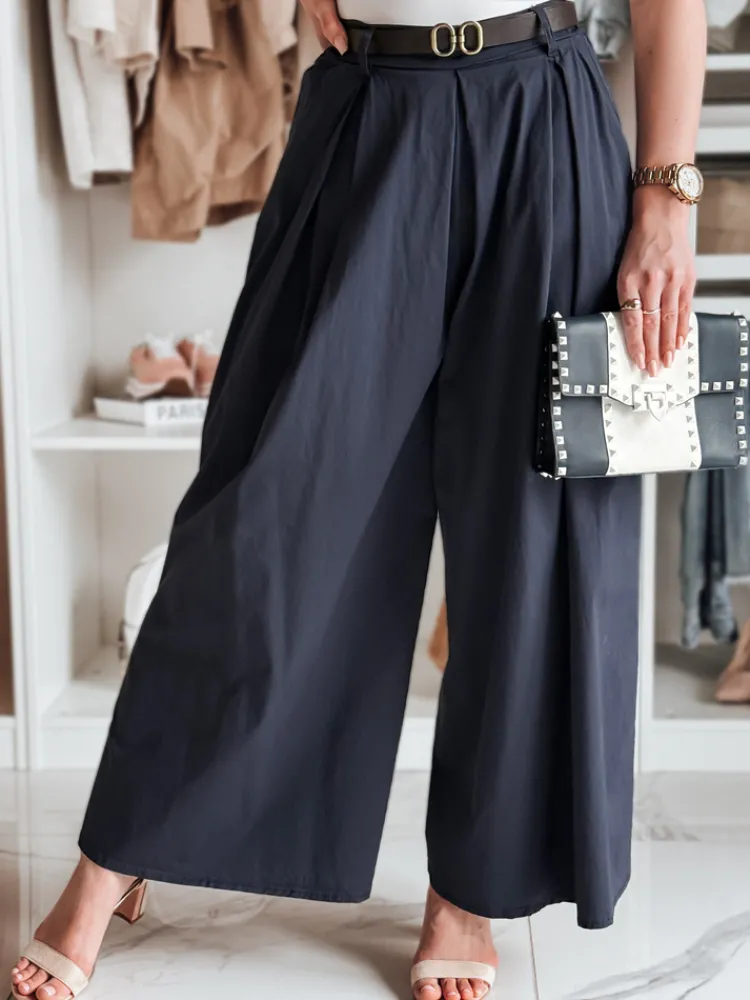 Spodnie Damskie>Dstreet Spódnico-spodnie z paskiem FLOWES granatowe UY2588