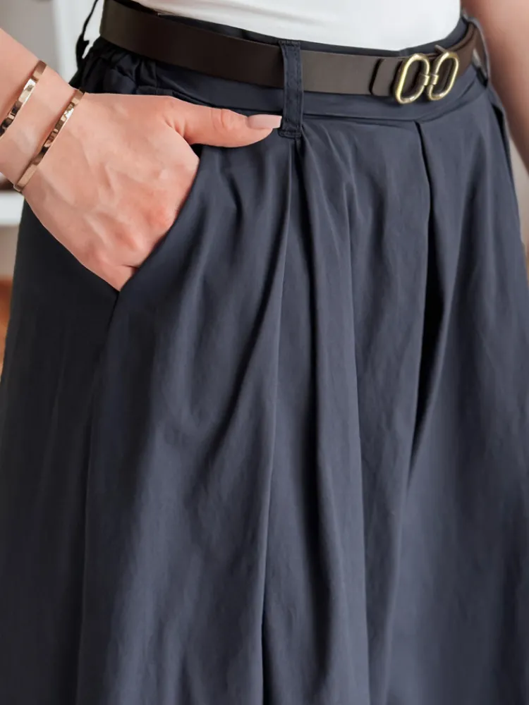 Spodnie Damskie>Dstreet Spódnico-spodnie z paskiem FLOWES granatowe UY2588