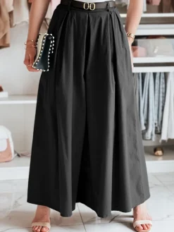 Spodnie Damskie>Dstreet Spódnico-spodnie z paskiem FLOWES czarne UY2591