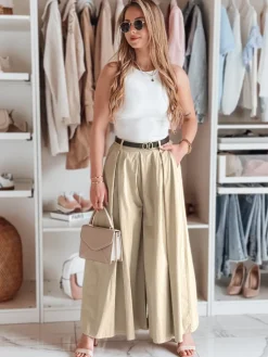 Spodnie Damskie>Dstreet Spódnico-spodnie z paskiem FLOWES beżowe UY2592