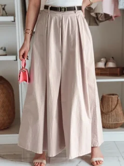 Spodnie Damskie>Dstreet Spódnico-spodnie z paskiem FLOWES różowe UY2590