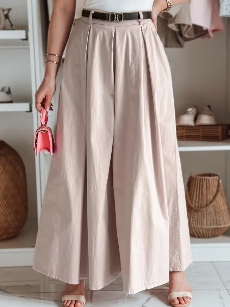 Spodnie Damskie>Dstreet Spódnico-spodnie z paskiem FLOWES różowe UY2590