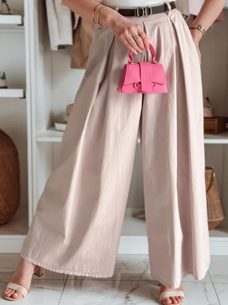 Spodnie Damskie>Dstreet Spódnico-spodnie z paskiem FLOWES różowe UY2590