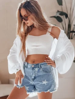 Spodenki Damskie>Dstreet Spodenki damskie jeansowe w gwiazdki MOONSTAR niebieskie SY0471