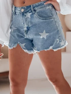 Spodenki Damskie>Dstreet Spodenki damskie jeansowe w gwiazdki MOONSTAR niebieskie SY0471