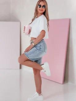 Spodenki Damskie>Dstreet Spodenki damskie jeansowe z paskiem SHORTIVA niebieskie SY0476