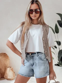 Spodenki Damskie>Dstreet Spodenki damskie jeansowe z paskiem HELLO JEAN niebieskie SY0481