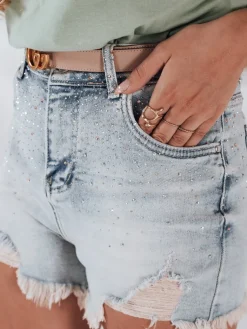 Spodenki Damskie>Dstreet Spodenki damskie jeansowe z cyrkoniami LIKE A STAR niebieskie SY0472