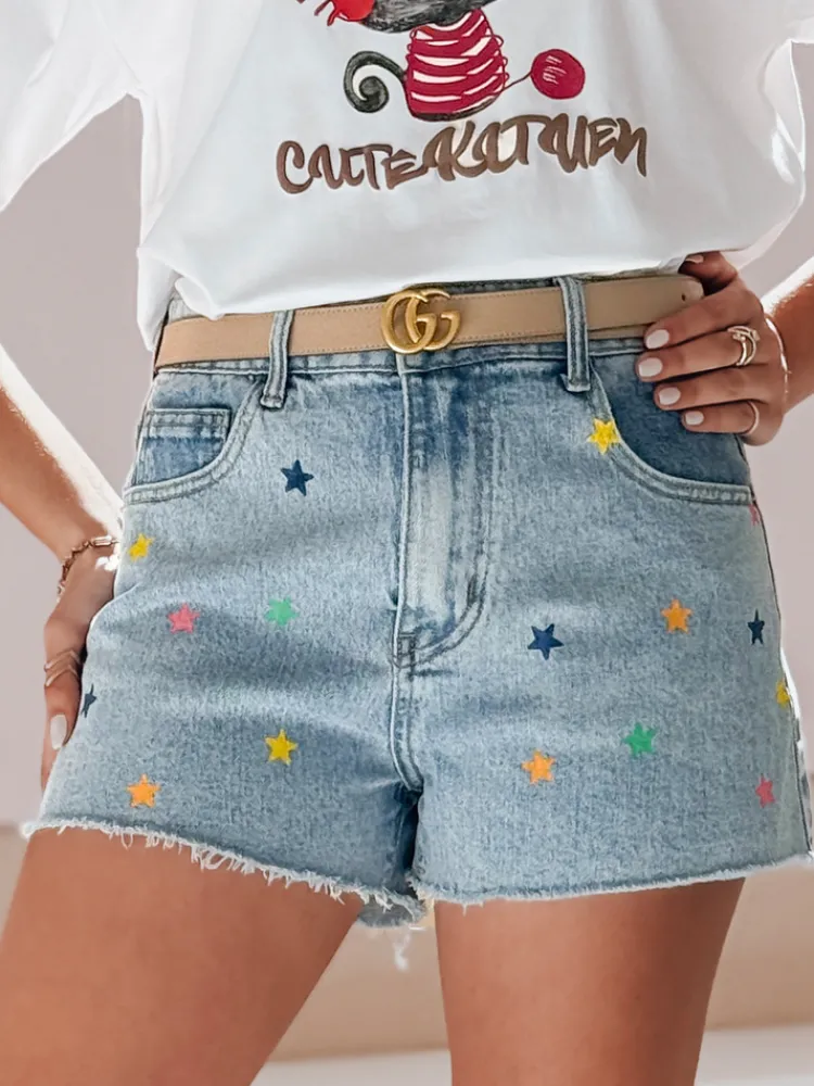 Spodenki Damskie>Dstreet Spodenki damskie jeansowe STARSHINE niebieskie SY0463