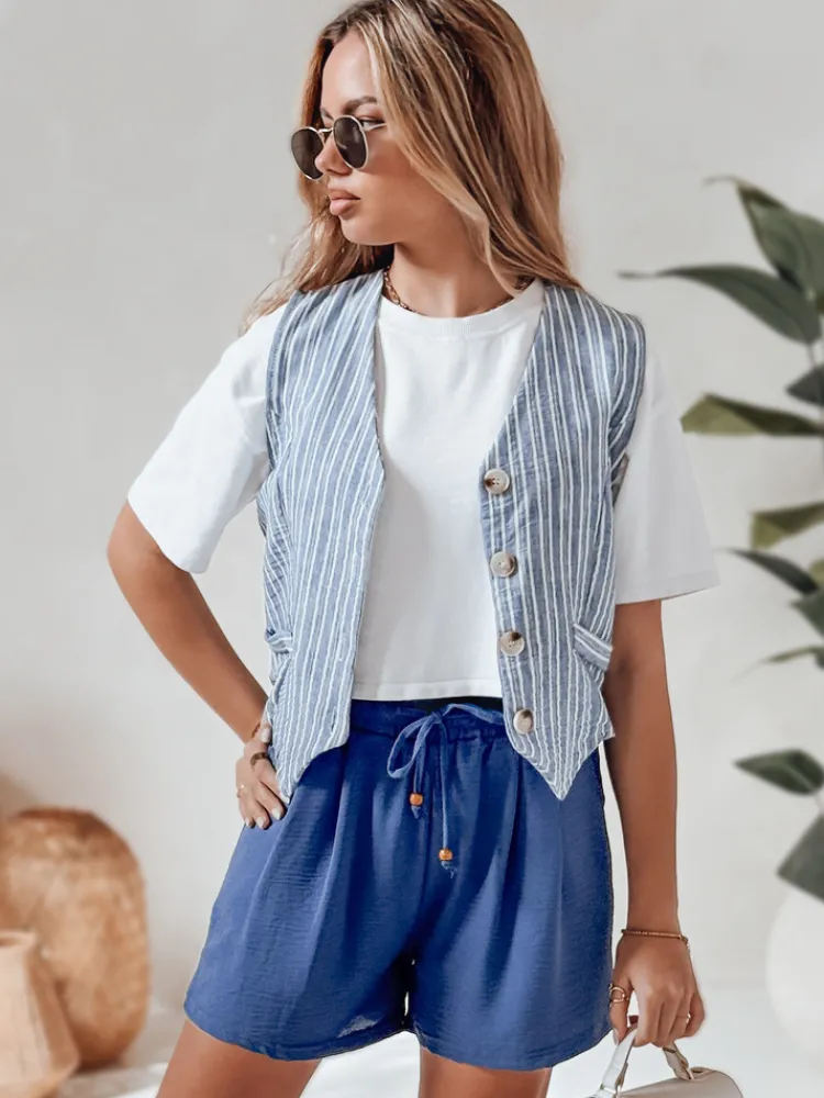 Spodenki Damskie>Dstreet Spodenki damskie materiałowe SUMMER TRIP niebieskie SY0434