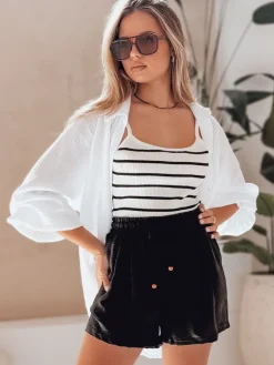 Spodenki Damskie>Dstreet Spodenki damskie materiałowe SUMMER TRIP czarne SY0433