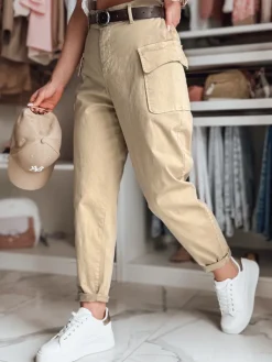 Spodnie Damskie>Dstreet Spodnie damskie baggy GOTRENDI ciemnobeżowe UY2525