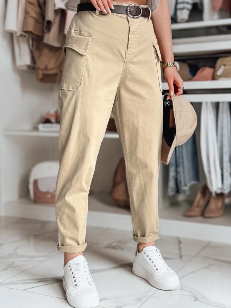 Spodnie Damskie>Dstreet Spodnie damskie baggy GOTRENDI ciemnobeżowe UY2525