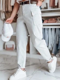 Spodnie Damskie>Dstreet Spodnie damskie baggy GOTRENDI jasnoszare UY2529