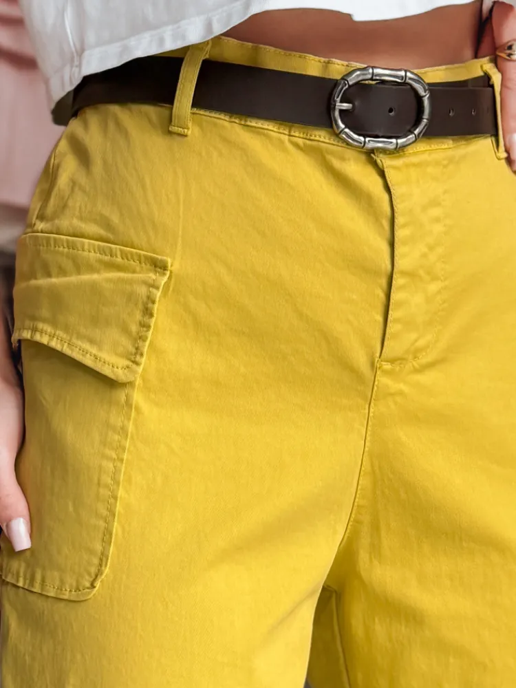 Spodnie Damskie>Dstreet Spodnie damskie baggy GOTRENDI musztardowe UY2527