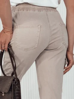 Spodnie Damskie>Dstreet Spodnie damskie bojówki LOVE TREND beżowe UY2119