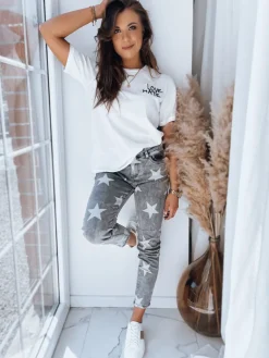 Jeansy Damskie|Spodnie Damskie>Dstreet Spodnie damskie boyfriendy STARS szare UY1486