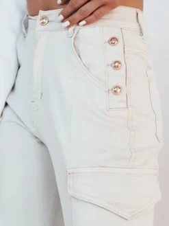 Spodnie Damskie>Dstreet Spodnie damskie cargo RIMANS jasnobeżowe UY1935