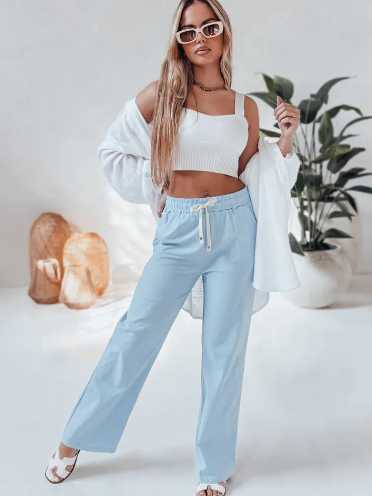 Spodnie Damskie>Dstreet Spodnie damskie casualowe wide leg BOHO DAY jasnoniebieskie UY2651