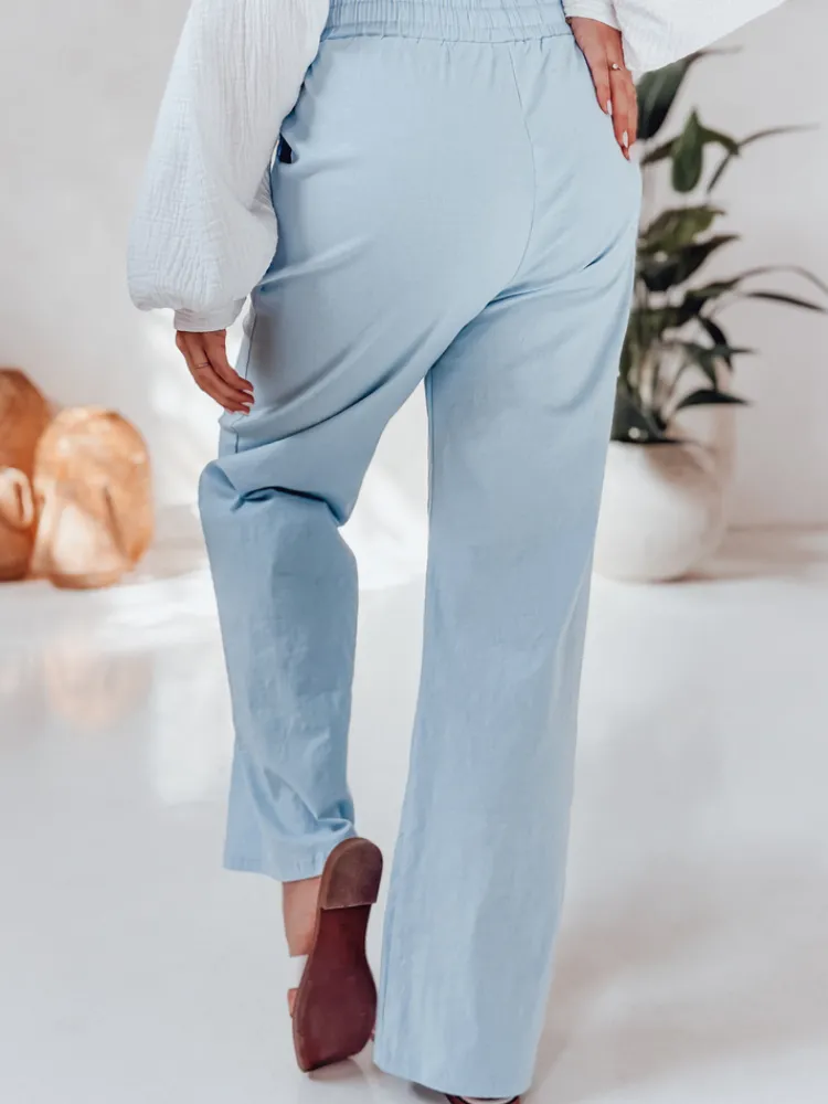 Spodnie Damskie>Dstreet Spodnie damskie casualowe wide leg BOHO DAY jasnoniebieskie UY2651