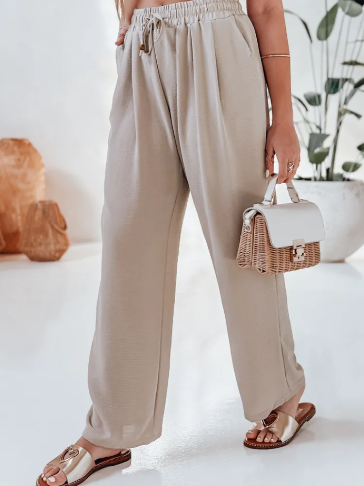 Spodnie Damskie>Dstreet Spodnie damskie casualowe wide leg LOVETRIP khaki UY2637