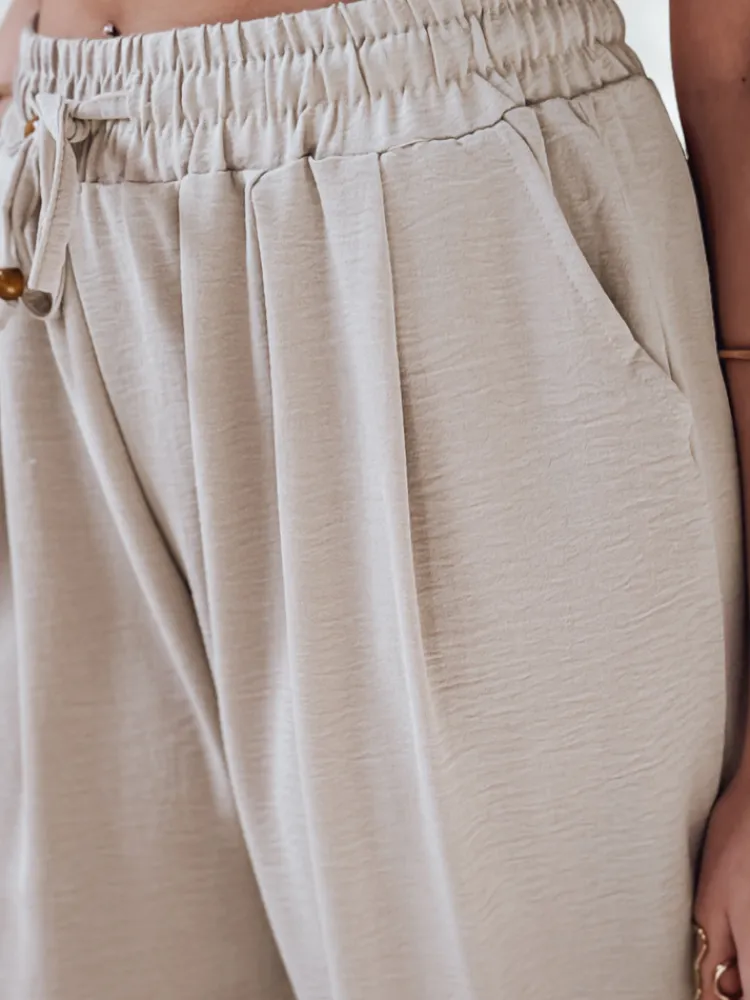 Spodnie Damskie>Dstreet Spodnie damskie casualowe wide leg LOVETRIP khaki UY2637