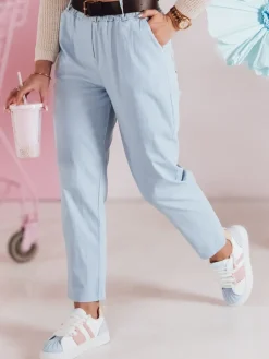 Spodnie Damskie>Dstreet Spodnie damskie casualowe z paskiem SOFELIA błękitne UY2504