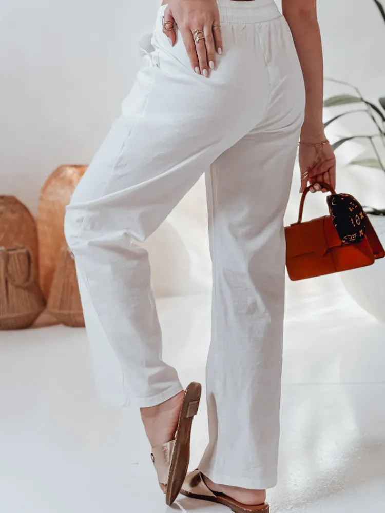 Spodnie Damskie>Dstreet Spodnie damskie casualowe wide leg BOHO DAY białe UY2652
