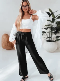 Spodnie Damskie>Dstreet Spodnie damskie casualowe wide leg LOVETRIP czarne UY2635