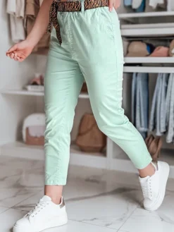 Spodnie Damskie>Dstreet Spodnie damskie casualowe z paskiem MADELINA miętowe UY2624