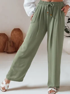 Spodnie Damskie>Dstreet Spodnie damskie casualowe wide leg LOVETRIP zielone UY2639