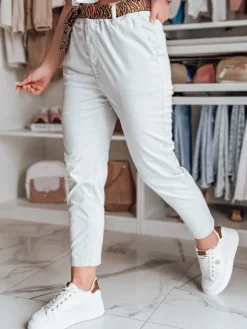 Spodnie Damskie>Dstreet Spodnie damskie casualowe z paskiem MADELINA jasnoszare UY2625