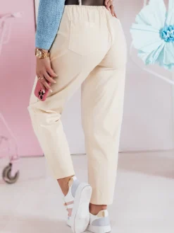 Spodnie Damskie>Dstreet Spodnie damskie casualowe z paskiem SOFELIA jasnożółte UY2507