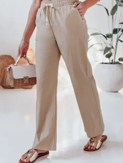 Spodnie Damskie>Dstreet Spodnie damskie casualowe wide leg BOHO DAY khaki UY2648