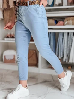 Spodnie Damskie>Dstreet Spodnie damskie casualowe z paskiem MADELINA niebieskie UY2626