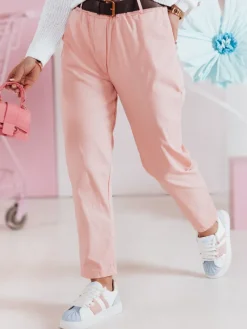 Spodnie Damskie>Dstreet Spodnie damskie casualowe z paskiem SOFELIA jasnoróżowe UY2508