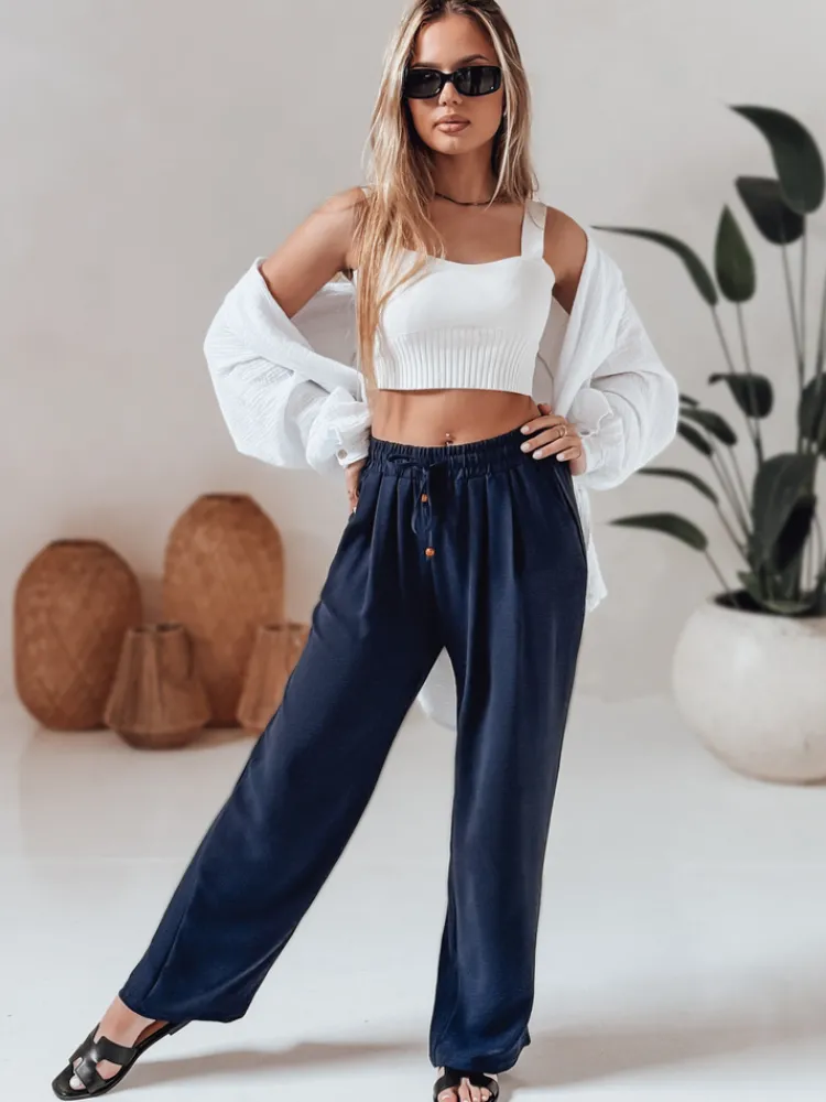 Spodnie Damskie>Dstreet Spodnie damskie casualowe wide leg LOVETRIP granatowe UY2636