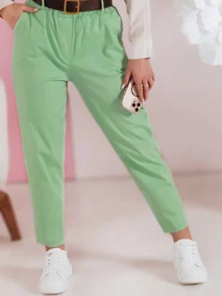 Spodnie Damskie>Dstreet Spodnie damskie casualowe z paskiem SOFELIA jasnozielone UY2506