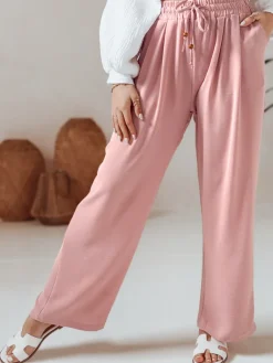 Spodnie Damskie>Dstreet Spodnie damskie casualowe wide leg LOVETRIP różowe UY2638