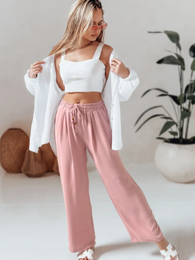 Spodnie Damskie>Dstreet Spodnie damskie casualowe wide leg LOVETRIP różowe UY2638