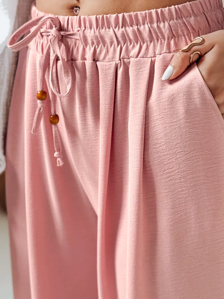 Spodnie Damskie>Dstreet Spodnie damskie casualowe wide leg LOVETRIP różowe UY2638