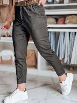 Spodnie Damskie>Dstreet Spodnie damskie casualowe z paskiem MADELINA czarne UY2629