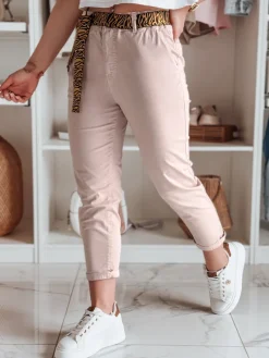 Spodnie Damskie>Dstreet Spodnie damskie casualowe z paskiem MADELINA różowe UY2627