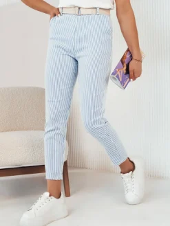 Spodnie Damskie>Dstreet Spodnie damskie CERET w biało-niebieskie paski UY1999