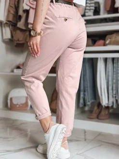 Spodnie Damskie>Dstreet Spodnie damskie chinosy z paskiem RELCIX różowe UY2583