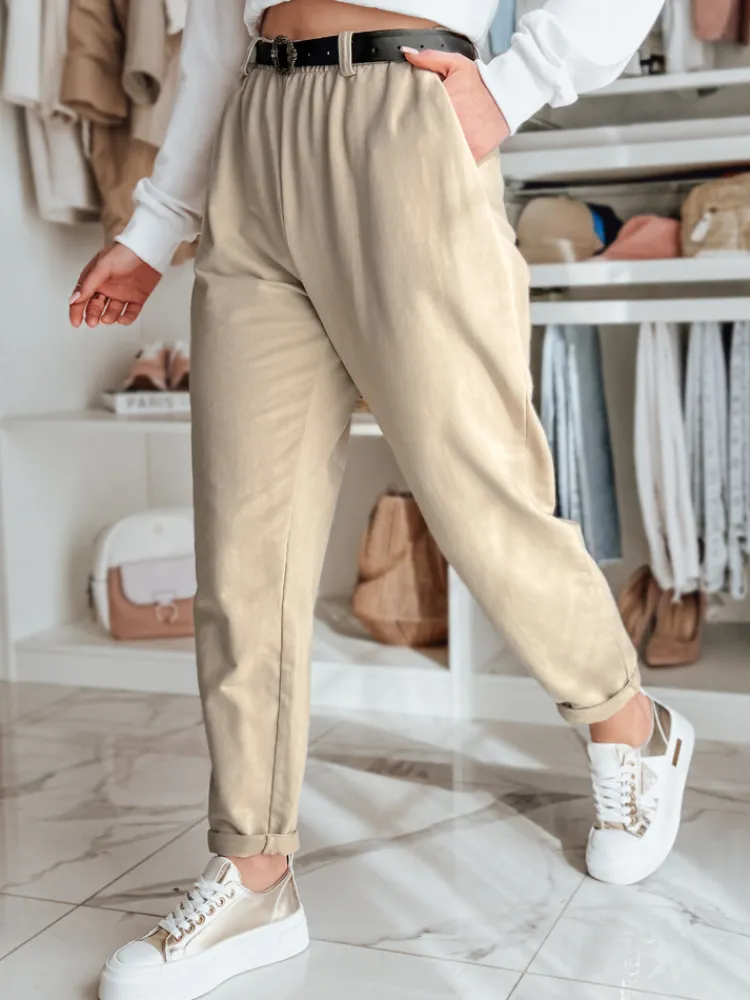 Spodnie Damskie>Dstreet Spodnie damskie chinosy z paskiem TAILANDI latte UY2549