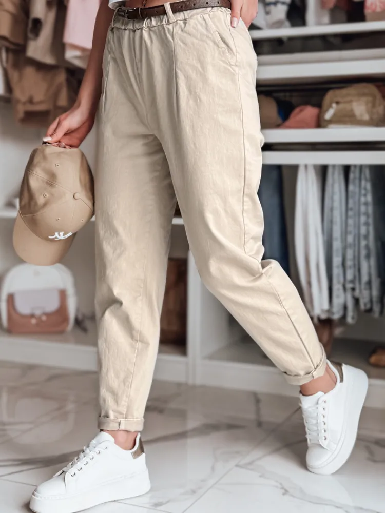 Spodnie Damskie>Dstreet Spodnie damskie chinosy z paskiem RELCIX jasnobeżowe UY2585