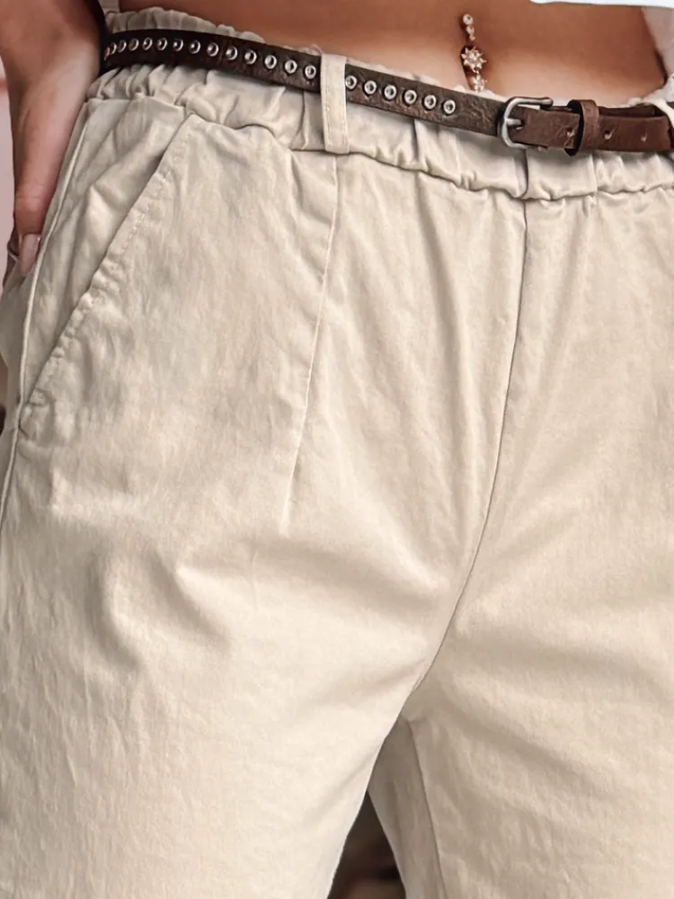 Spodnie Damskie>Dstreet Spodnie damskie chinosy z paskiem RELCIX jasnobeżowe UY2585