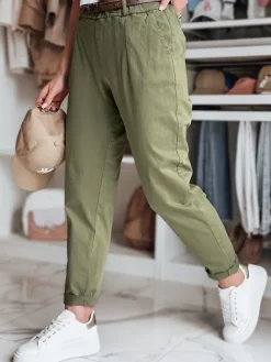 Spodnie Damskie>Dstreet Spodnie damskie chinosy z paskiem RELCIX khaki UY2582