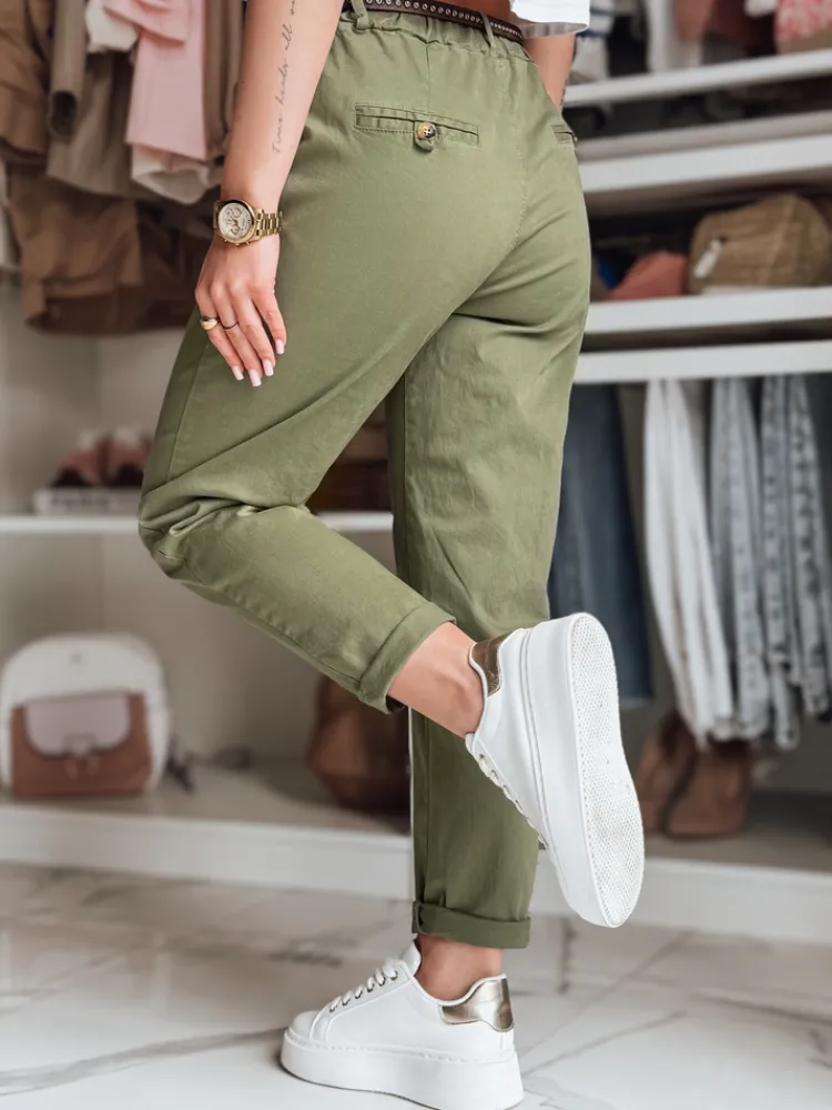 Spodnie Damskie>Dstreet Spodnie damskie chinosy z paskiem RELCIX khaki UY2582